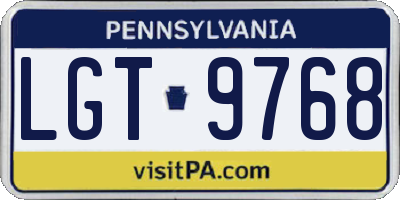 PA license plate LGT9768