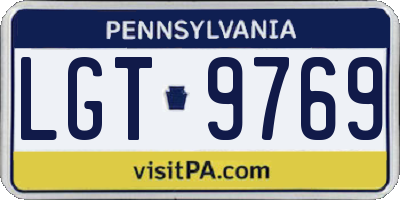 PA license plate LGT9769