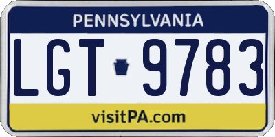 PA license plate LGT9783