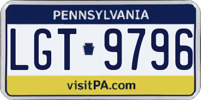 PA license plate LGT9796