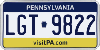 PA license plate LGT9822