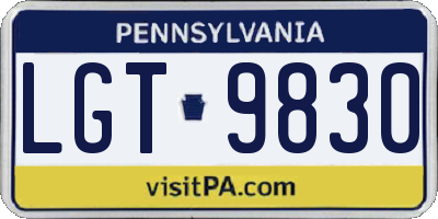 PA license plate LGT9830