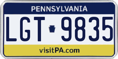PA license plate LGT9835