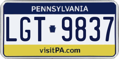 PA license plate LGT9837