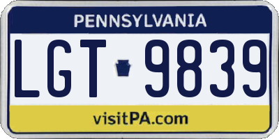 PA license plate LGT9839