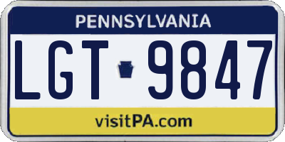 PA license plate LGT9847