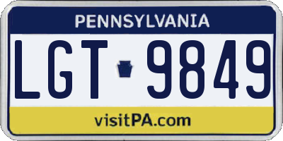 PA license plate LGT9849