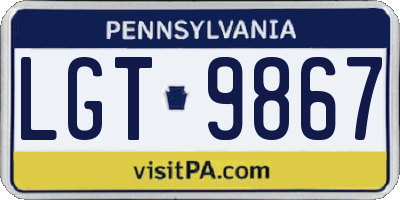 PA license plate LGT9867