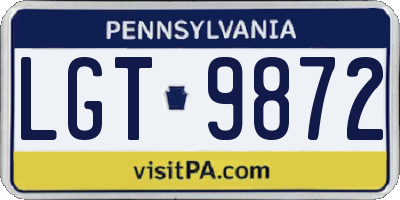 PA license plate LGT9872