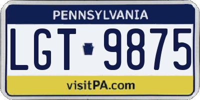 PA license plate LGT9875
