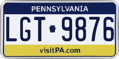 PA license plate LGT9876