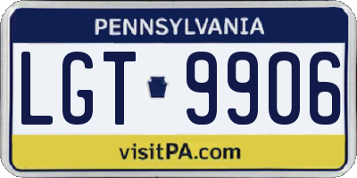 PA license plate LGT9906