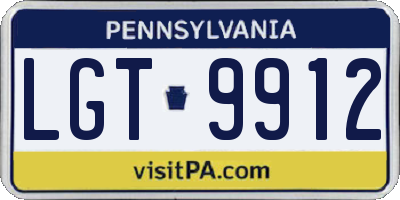 PA license plate LGT9912