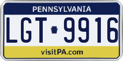 PA license plate LGT9916