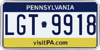 PA license plate LGT9918
