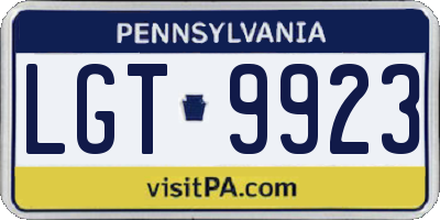 PA license plate LGT9923