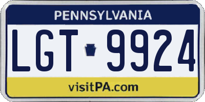 PA license plate LGT9924