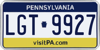 PA license plate LGT9927