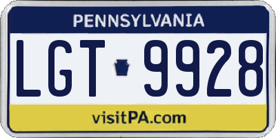 PA license plate LGT9928