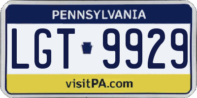 PA license plate LGT9929