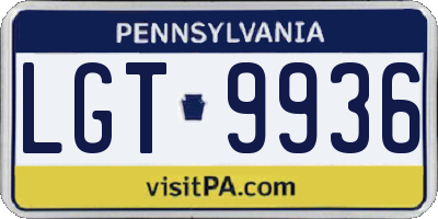 PA license plate LGT9936
