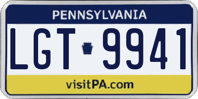 PA license plate LGT9941