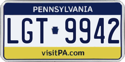 PA license plate LGT9942