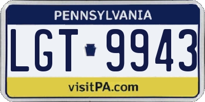 PA license plate LGT9943