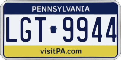 PA license plate LGT9944