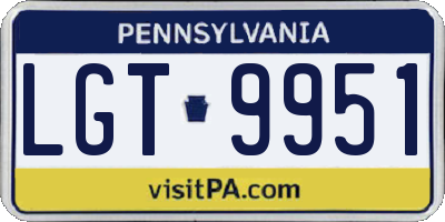 PA license plate LGT9951