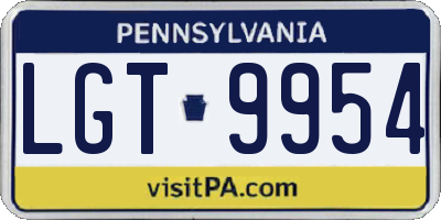 PA license plate LGT9954