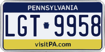 PA license plate LGT9958