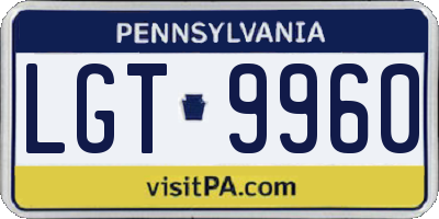 PA license plate LGT9960