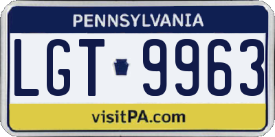 PA license plate LGT9963