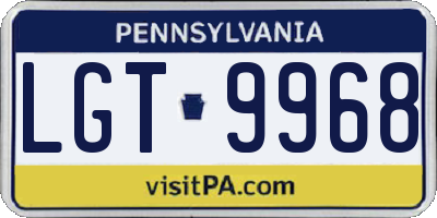 PA license plate LGT9968