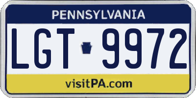 PA license plate LGT9972