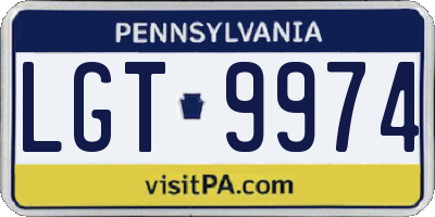 PA license plate LGT9974