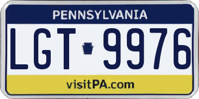 PA license plate LGT9976