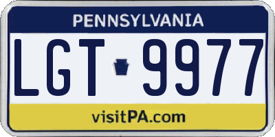 PA license plate LGT9977