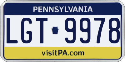 PA license plate LGT9978