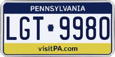 PA license plate LGT9980