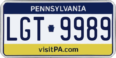 PA license plate LGT9989