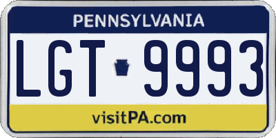 PA license plate LGT9993