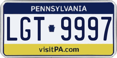 PA license plate LGT9997