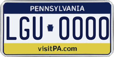 PA license plate LGU0000