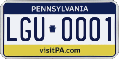 PA license plate LGU0001