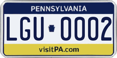 PA license plate LGU0002