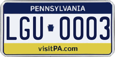 PA license plate LGU0003