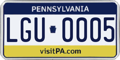 PA license plate LGU0005