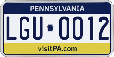 PA license plate LGU0012